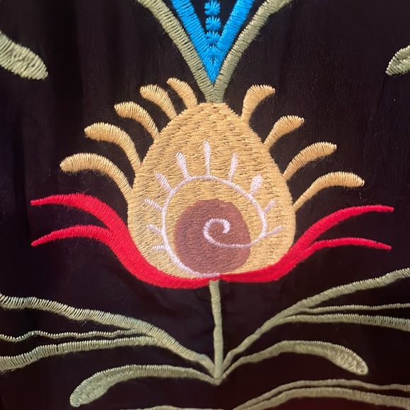 28.LAST 1! OVERSIZED Black Bohemian Embroidered Button Down Maxi Dream Dress - Picture 7 of 7